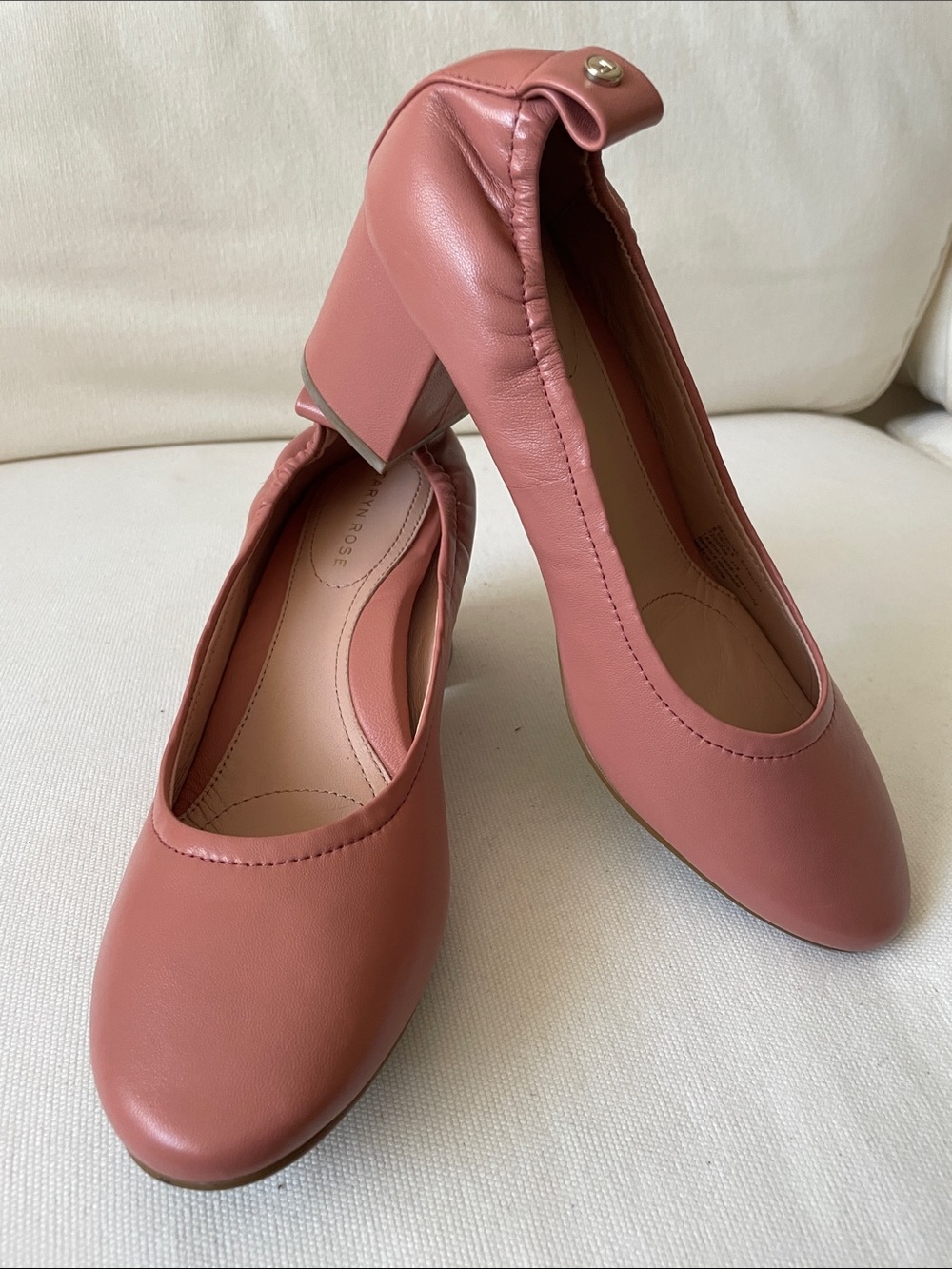 Taryn Rose Dusty Rose Block Heel Pumps